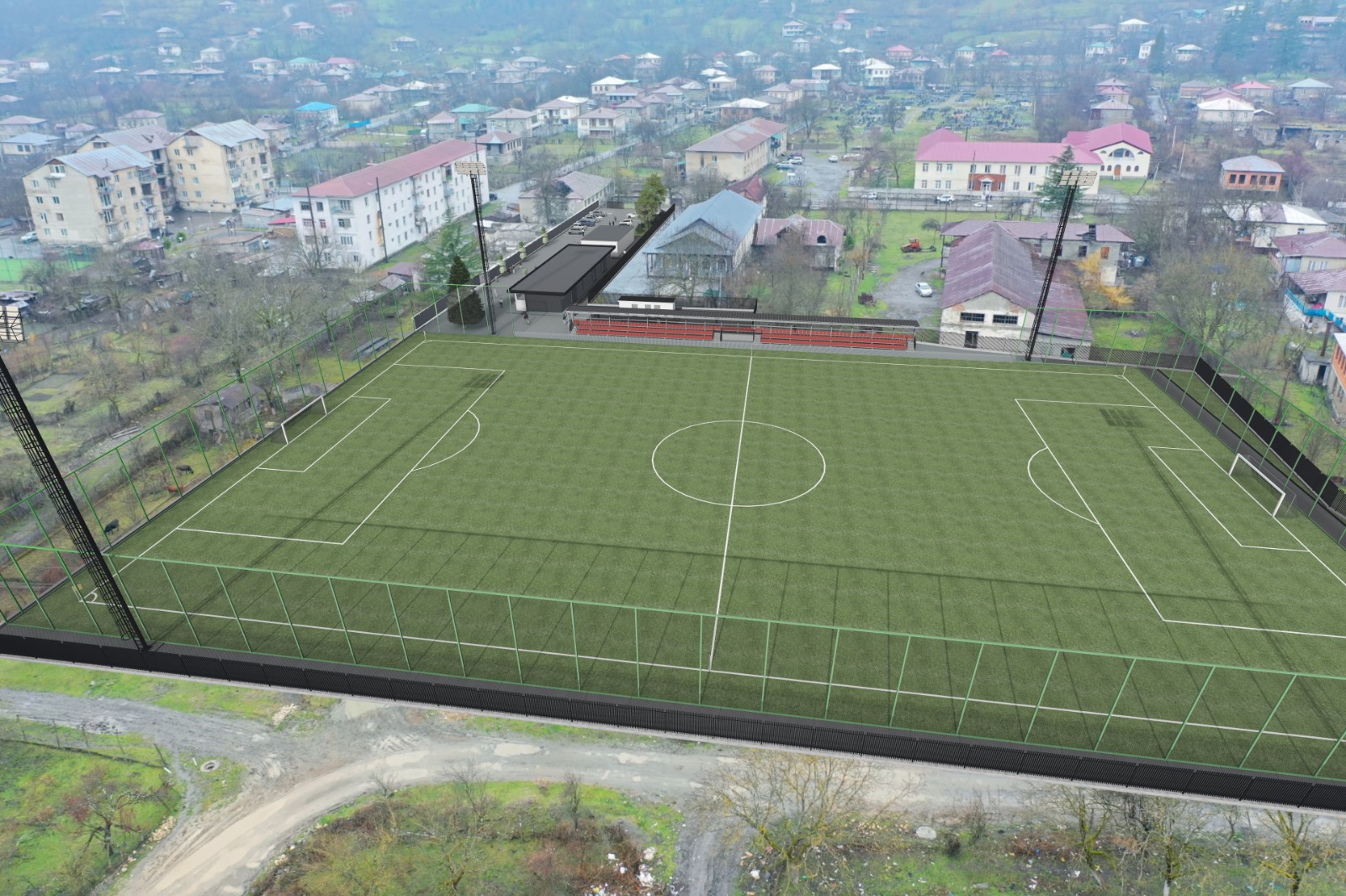 ქალაქ ცაგერში საფეხბურთო ტექნიკური ცენტრისა და ხელოვნურსაფარიანი სტადიონის მშენებლობა